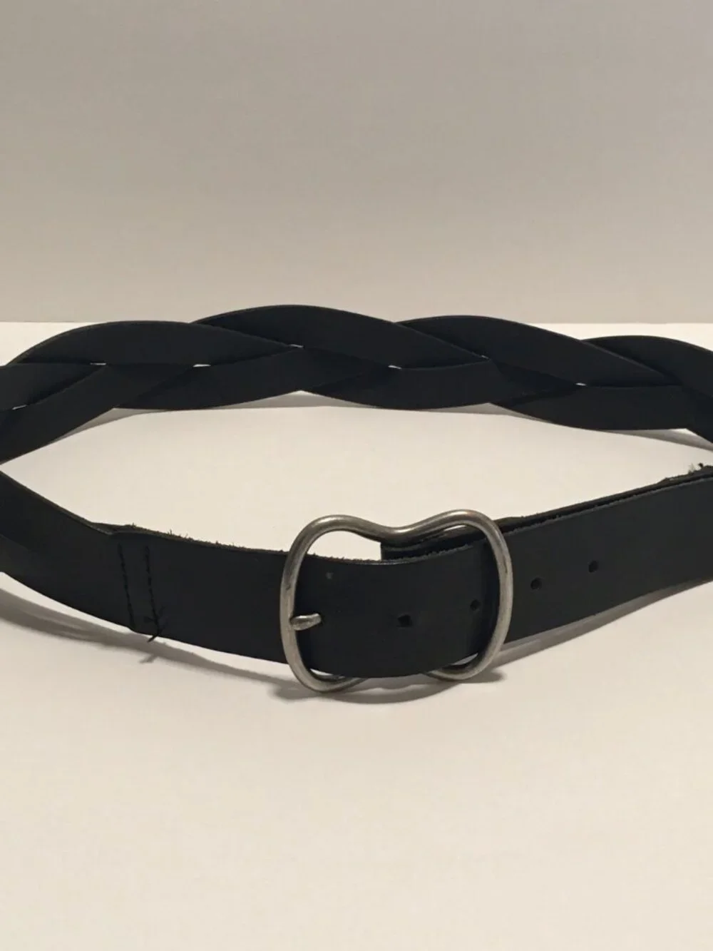 Vintage Gap Jeans 1969 Genuine Leather Belt Black USA Made Brass Buckle Size M